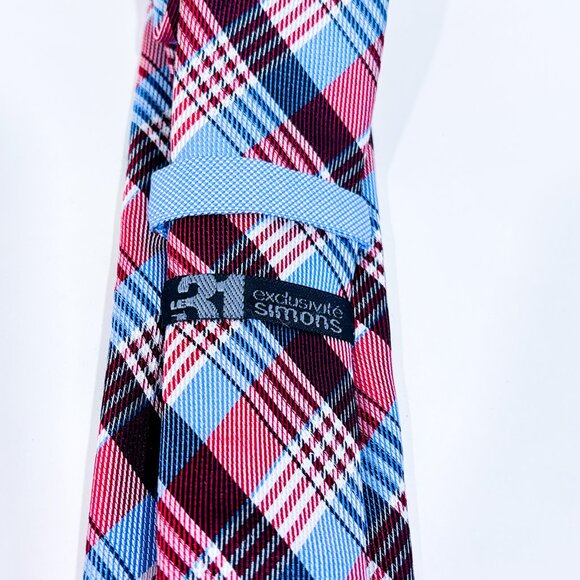 SIMONS Red and blue plaid tie | Timeless classic style * - Picture 2 of 3